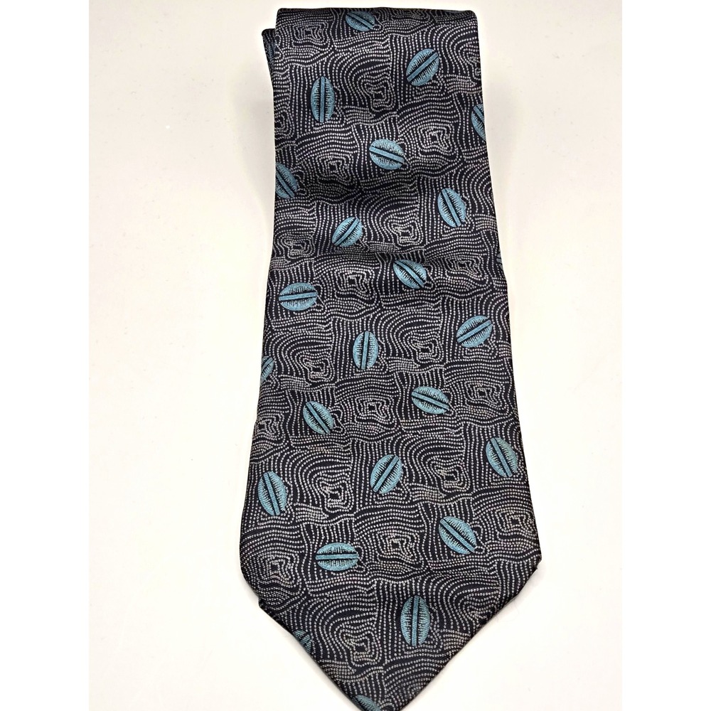 Vtg. Giorgio Armani Men's 100% Silk Woven Tie Gray/Blue Geometric Abstract Italy